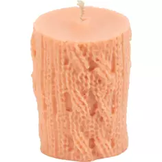 Свеча формовая Столбик с узором розовая 7.2 см Без бренда