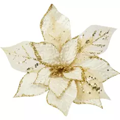 Новогоднее украшение Цветок 22.5x29 см цвет бело-золотой Без бренда