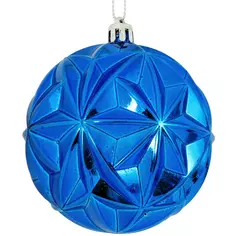 Елочный шар граненый ø8 см пластик синий Без бренда