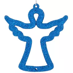 Елочная игрушка «Ангелочек» 9 см глиттер синий Без бренда