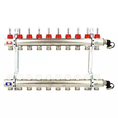 Коллекторная группа Uni-Fitt на 10 выходов 1"x3/4" с расходомерами и вентилем