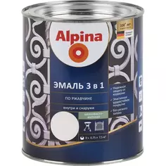 Эмаль по ржавчине 3 в 1 Alpina цвет белый 0.75 л
