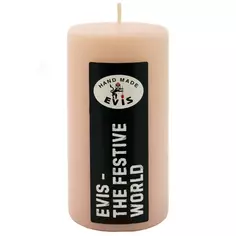 Свеча столбик Цилиндр розовая 15 см Эвис