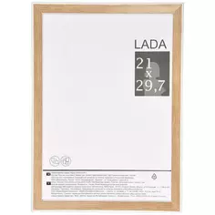 Рамка Lada, 21x29.7 см, пластик, цвет белый/дуб Без бренда