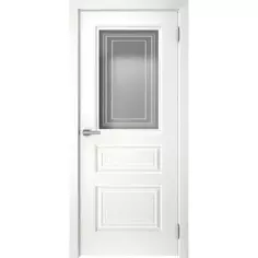 Дверь межкомнатная остеклённая с замком и петлями в комплекте Скин 4 90x200 см эмаль цвет белый Без бренда