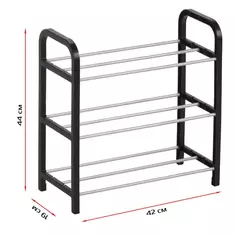 Этажерка для обуви Trinity 42x40x19 см 3 полки пластик черный Без бренда