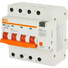 Дифференциальный автомат Tdm Electric АД-14 4P C25 A 30 мА 4.5 кА AC SQ0204-0133
