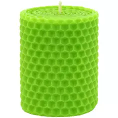 Свеча вощинная цилиндр желто-зеленая 5x6.5 см Эвис