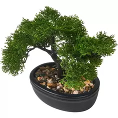 Искусственное растение Бонсай в керамическом горшке 32х23х16 см зелено-черный Atmosphera