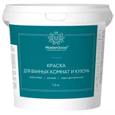 Краска для кухонь и ванных комнат Mastergood цвет белый 1.5 кг