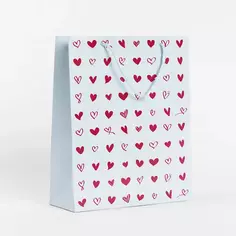 Пакет подарочный Сердечки 25.5x36 см цвет белый, красный Симфония