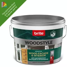 Краска для деревянных фасадов Brite Woodstyle Prof моющаяся матовая цвет прозрачный база С 2.7 л Без бренда