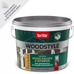 Краска для деревянных фасадов Brite Woodstyle Prof моющаяся матовая цвет белый база А 9 л Без бренда