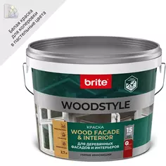 Краска для деревянных фасадов Brite Woodstyle Prof моющаяся матовая цвет белый база А 2.7 л Без бренда
