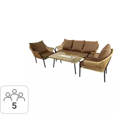 Комплект садовой мебели Nuar 3 CNR001 сталь черный/бежевый: диван стол кресла 2 шт. Без бренда