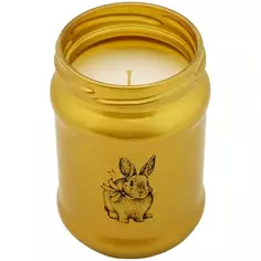 Свеча в стекле Праздничный кролик золотая 10,8 см Эвис