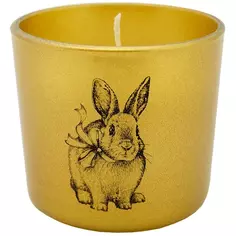 Свеча в стекле Праздничный кролик золотая 5,4 см Эвис
