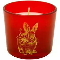 Свеча в стекле Праздничный кролик красная 5,4 см Эвис