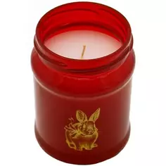 Свеча в стекле Праздничный кролик красная 10,8 см Эвис