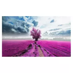 Картина на холсте Дерево на розовом 60x100 см Без бренда