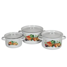 Набор посуды эмалированная сталь, 6 предметов, кастрюли 1.5,2.9,4.5 л, индукция, СтальЭмаль, Урожай, 1с33