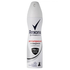 Дезодоранты для тела дезодорант женский REXONA Антибактериальная и невидимая на черном и белом, 150 мл, спрей