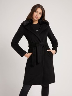 Пальто Пояс Смесовая Шерсть Guess