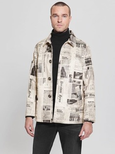 Пальто Экозамша Газетный Принт Guess