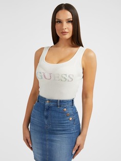 Майка С Логотипом Из Стразов Guess