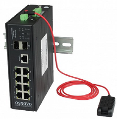 Коммутатор OSNOVO SW-70802/ILS промышленный управляемый (L2+) Gigabit Ethernet на 8GE RJ45 + 2 GE SFP порта с функцией мониторинга температуры/ влажно