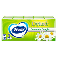 Бумажные носовые платки платки носовые ZEWA Deluxe Camomile 3-слойные 10шт 10уп.