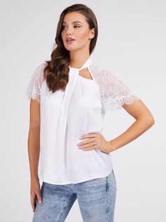 Атласный Топ С Кружевной Отделкой Guess