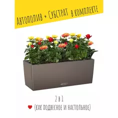 Кашпо Lechuza для цветов Балконера Колор 15674 50x19x19 см v8 л пластик коричневый