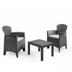 Набор садовой мебели Akita пластик коричневый: стол, два кресла с подушками Без бренда