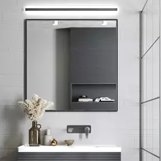 Зеркало для ванной Omega Glass Struktura 80x80 см цвет серый Без бренда