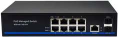 Коммутатор PoE NST NS-SW-8G2G-PL управляемый L2 Gigabit Ethernet. Порты: 8 x GE (10/100/1000 Base-T) с поддержкой PoE (IEEE 802.3af/at), 2 x GE SFP (1
