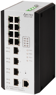 Коммутатор ELTEX MES3710P 8 портов 10/100/1000BASE-T (PoE/PoE+), 4 порта 1000BASE-X/100BASE-FX (SFP), L2, 48–57 В DC c PoE (18–57 ВDC без использовани