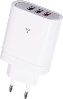 Зарядное устройство сетевое AccesStyle Topaz 30W3A White 30 Вт, быстрая зарядка, Type-C, 3*USB-A