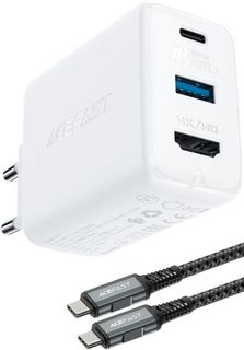 Зарядное устройство сетевое ACEFAST A17 65W, USB Type-C/USB Type-A/HDMI, кабель 1.8м USB Type-C/USB Type-C, белое