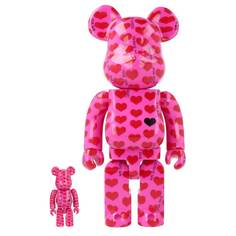 Фигура Bearbrick Medicom Toy Amplifier Pink Heart 400% and 100%
