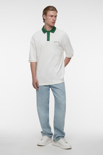 верхняя сорочка мужская Футболка-поло прямая хлопковая с вышитой надписью Befree