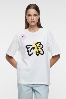 футболка женская Футболка хлопковая с принтом-абстракцией и вышивкой Befree