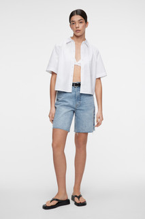 блузка женская Блузка-рубашка прямая укороченная из хлопка Befree