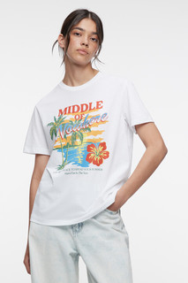футболка женская Футболка свободная хлопковая с принтом и надписями Befree