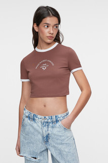 блузка женская Топ-футболка хлопковый укороченный с принтом Befree