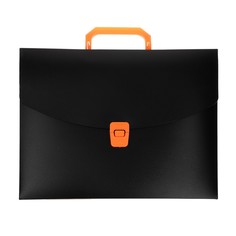 Папка портфель а4, 700 мкм, 1 отделение, calligrata, черный с оранжевыми элементами отделки