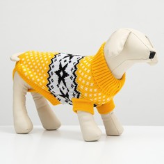 Свитер вязанный с орнаментом, размер s (дс 18, ог 26-32, ош 18-24 см), желтый NO Brand