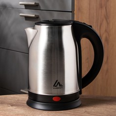 Чайник электрический luazon lsk-1803, металл, 1.8 л, 1800 вт, серебристо-черный