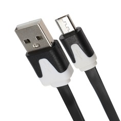 Кабель luazon, microusb - usb, 1 а, 1 м, плоский, черный