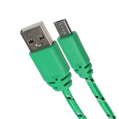 Кабель luazon, microusb - usb, 1 а, 0,9 м, оплетка нейлон, зеленый